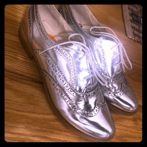 Sam Edelman Silver Oxford Flats